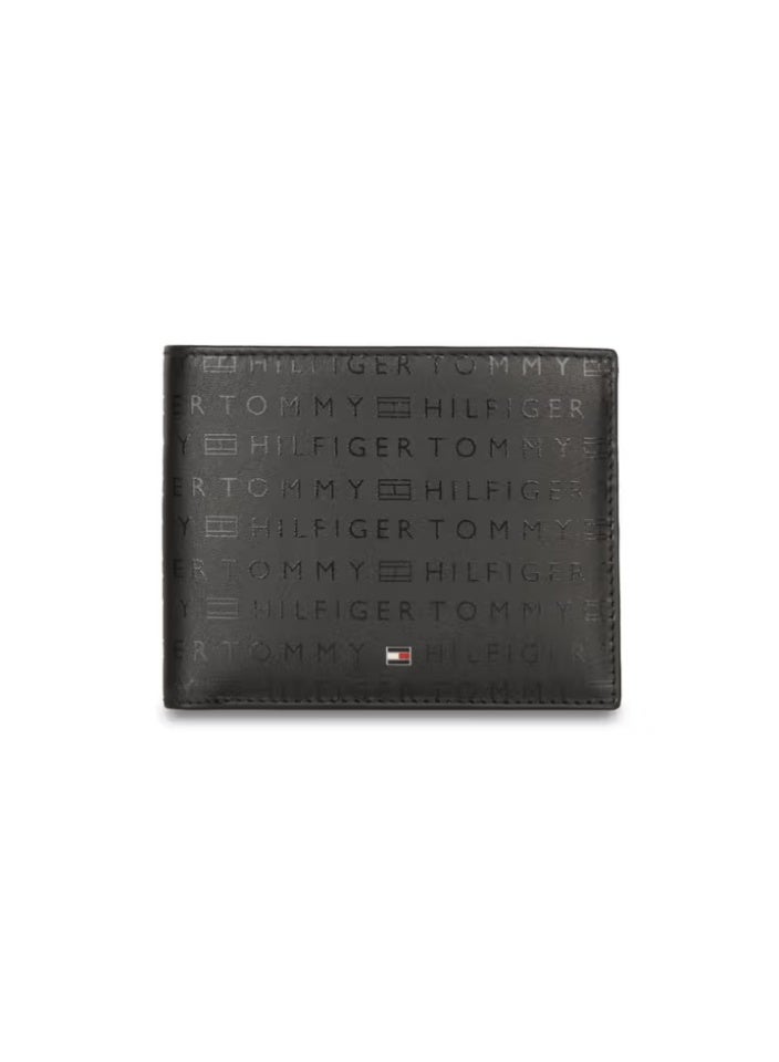 Hilfiger Denim -محفظة تومي هيلفيغر كالوميت الرجالية الجلدية بنقشة حروف - أسود - Image 1